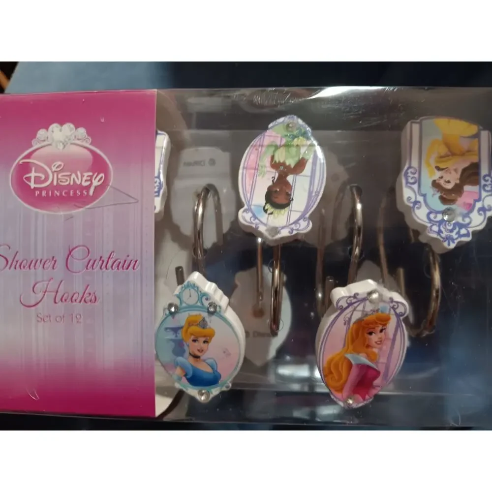 Disney Princess Shower Hook Set of 12 Bell, Cinderella, Sleeping Beauty NEW